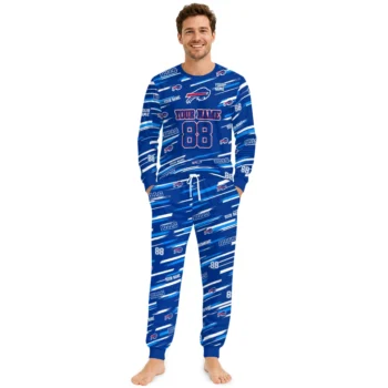 Buffalo Bills Cuffed Pajamas Custom Diagonal Brush Strokes Blue Fashion Forward Webp