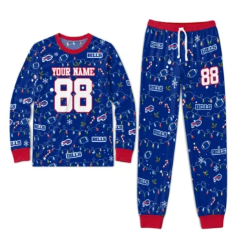Buffalo Bills Cuffed Pajamas Custom Garland Icon Medley Blue Best Selling Webp