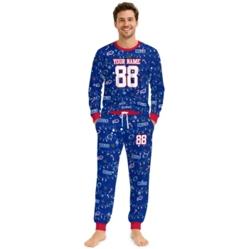 Buffalo Bills Cuffed Pajamas Custom Garland Icon Medley Blue Fashion Forward Webp