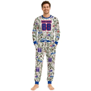 Buffalo Bills Cuffed Pajamas Customized Botanical Ornament Toss Green Fashion Forward Webp