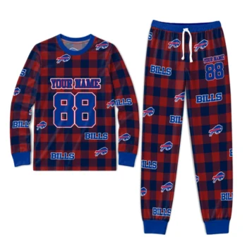 Buffalo Bills Cuffed Pajamas Personalized Buffalo Check Blue Red Best Selling Webp