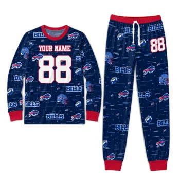 Buffalo Bills Cuffed Pajamas Personalized Linear Icon Scatter Blue Best Selling Webp