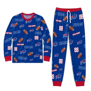 Buffalo Bills Cuffed Pajamas Personalized Sparse Oval Toss Blue Best Selling Webp
