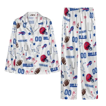 Buffalo Bills Satin Pajamas Customized Diagram Icon Toss Gray Best Selling Webp