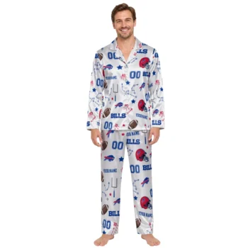 Buffalo Bills Satin Pajamas Customized Diagram Icon Toss Gray Fashion Forward Webp