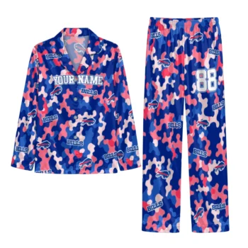 Buffalo Bills Satin Pajamas Personalized Organic Camouflage Blue Best Selling Webp