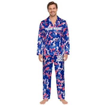 Buffalo Bills Satin Pajamas Personalized Organic Camouflage Blue Fashion Forward Webp