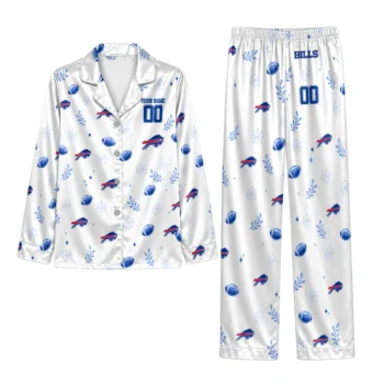 Buffalo Bills Satin Pajamas Personalized Sparse Motif Scatter Blue White Best Selling Webp