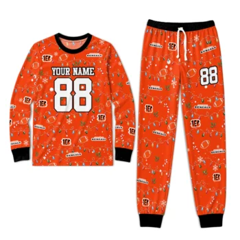 Cincinnati Bengals Cuffed Pajamas Custom Garland Icon Medley Orange Best Selling Webp