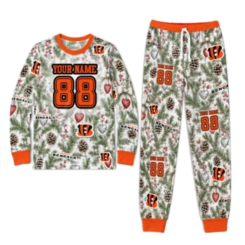 Cincinnati Bengals Cuffed Pajamas Customized Botanical Ornament Toss Green Best Selling Webp