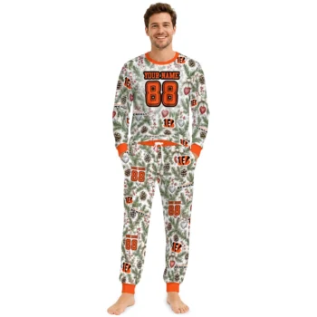 Cincinnati Bengals Cuffed Pajamas Customized Botanical Ornament Toss Green Fashion Forward Webp