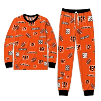 Cincinnati Bengals Cuffed Pajamas Personalized Sparse Oval Toss Orange Best Selling Webp