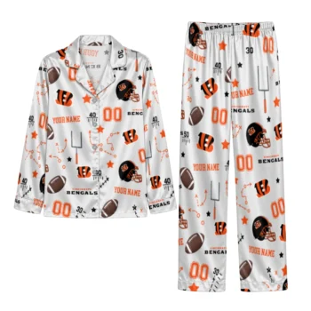 Cincinnati Bengals Satin Pajamas Customized Diagram Icon Toss Gray Best Selling Webp