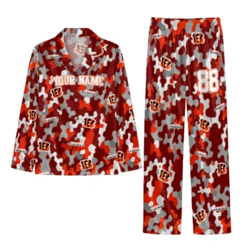 Cincinnati Bengals Satin Pajamas Personalized Organic Camouflage Orange Best Selling Webp