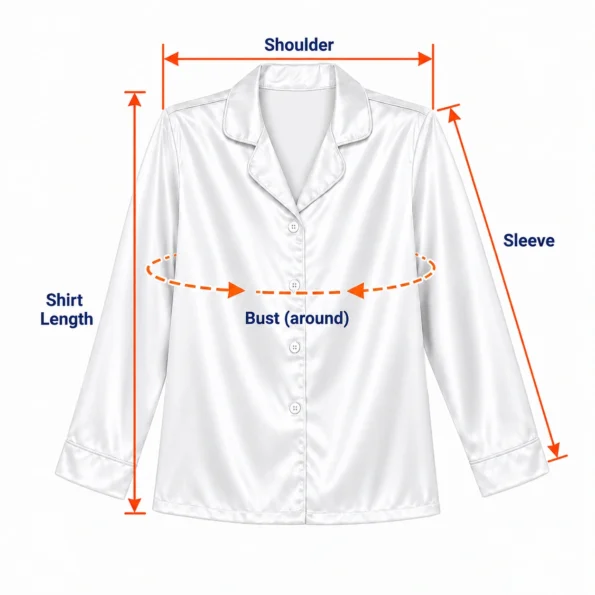 kids satin pajama shirt top size guide