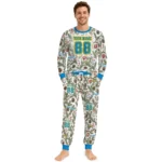 los-angeles-chargers-cuffed-pajamas-custom-botanical-ornament-toss-green-best-selling.webp
