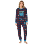 los-angeles-chargers-cuffed-pajamas-customized-buffalo-check-blue-red-best-selling.webp