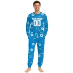 los-angeles-chargers-cuffed-pajamas-customized-floral-doodle-scatter-blue-best-selling.webp