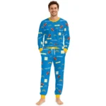 los-angeles-chargers-cuffed-pajamas-customized-sparse-oval-toss-blue-best-selling.webp