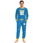los-angeles-chargers-cuffed-pajamas-personalized-garland-icon-medley-blue-best-selling.webp