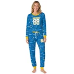 los-angeles-chargers-cuffed-pajamas-personalized-garland-icon-medley-blue-best-selling.webp