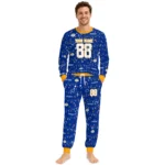 los-angeles-rams-cuffed-pajamas-custom-garland-icon-medley-blue-best-selling.webp