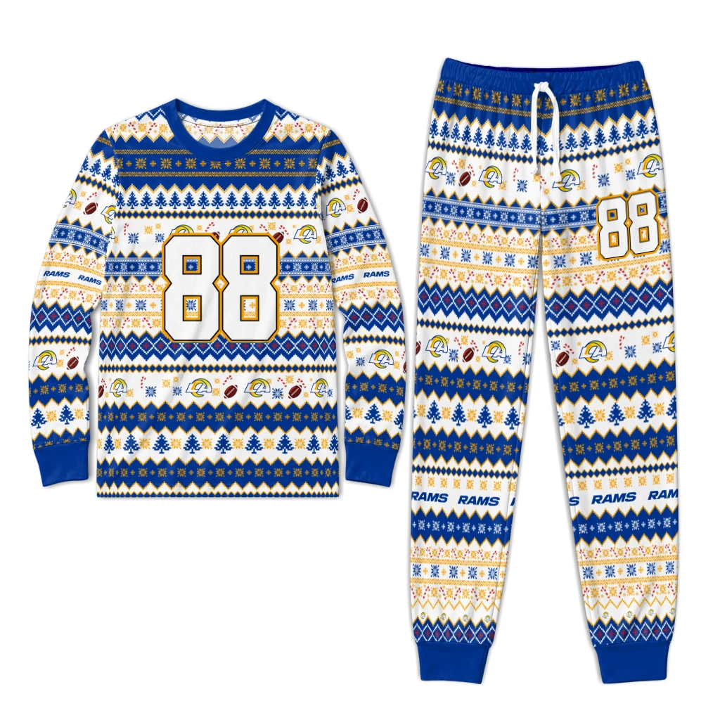 los-angeles-rams-cuffed-pajamas-custom-geometric-motif-bands-blue-white-best-selling.webp Los Angeles Rams Cuffed Pajamas Custom Geometric Motif Bands Blue White Best Selling Webp