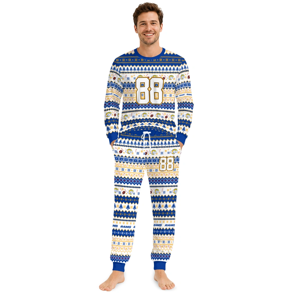 los-angeles-rams-cuffed-pajamas-custom-geometric-motif-bands-blue-white-fashion-forward.webp Los Angeles Rams Cuffed Pajamas Custom Geometric Motif Bands Blue White Fashion Forward Webp