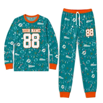 Miami Dolphins Cuffed Pajamas Customized Garland Icon Medley Aqua Best Selling Webp