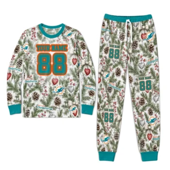 Miami Dolphins Cuffed Pajamas Personalized Botanical Ornament Toss Green Best Selling Webp
