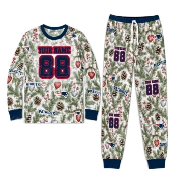 New England Patriots Cuffed Pajamas Customized Botanical Ornament Toss Green Best Selling Webp