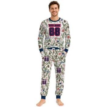 New England Patriots Cuffed Pajamas Customized Botanical Ornament Toss Green Fashion Forward Webp