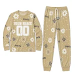 new-orleans-saints-cuffed-pajamas-custom-floral-doodle-scatter-gold-best-selling.webp