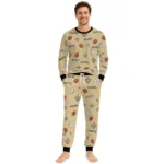 new-orleans-saints-cuffed-pajamas-custom-sparse-oval-toss-gold-best-selling.webp