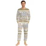new-orleans-saints-cuffed-pajamas-customized-geometric-motif-bands-gold-white-best-selling.webp