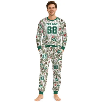 New York Jets Cuffed Pajamas Customized Botanical Ornament Toss Green Fashion Forward Webp