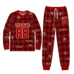 san-francisco-49ers-cuffed-pajamas-personalized-buffalo-check-red-best-selling.webp