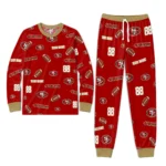 san-francisco-49ers-cuffed-pajamas-personalized-sparse-oval-toss-red-best-selling.webp
